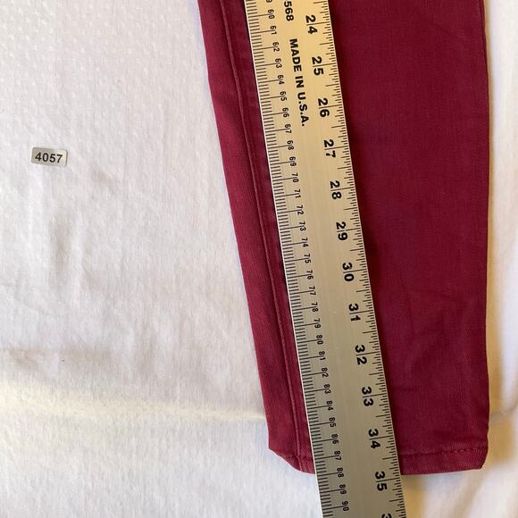 Express Women Cropped Leggings size 6 Red Mid Rise Stretch - Picture 3 of 10